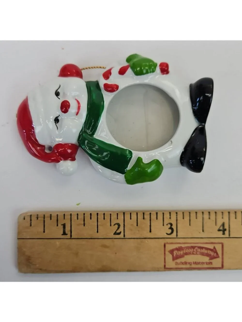 Vintage Ceramic Snowman Photo Frame Ornament Gift Christmas Small Oval Picture